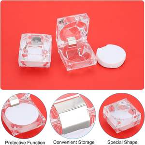 Boîte à bague en cristal transparent, cube, coin en acrylique, boîte à bague carrée, cadeau, bijoux, 4,5*4,5 cm - Product Image 3
