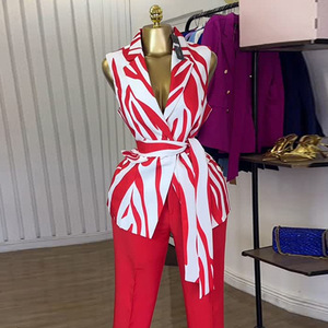 Completo Elegante Estivo Personalizzabile S-2XL con Gilet e Pantaloni a Vita Alta, Set alla Moda - Product Image 4