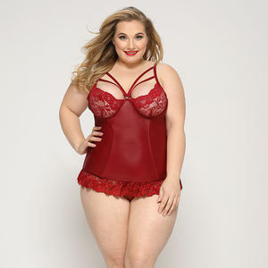 Di alta qualità Plus Size <span class=keywords><strong>rosso</strong></span> corsetto Femme <span class=keywords><strong>Sexy</strong></span> Bustier Lingerie con <span class=keywords><strong>perizoma</strong></span> per donne grasse - Product Image 2