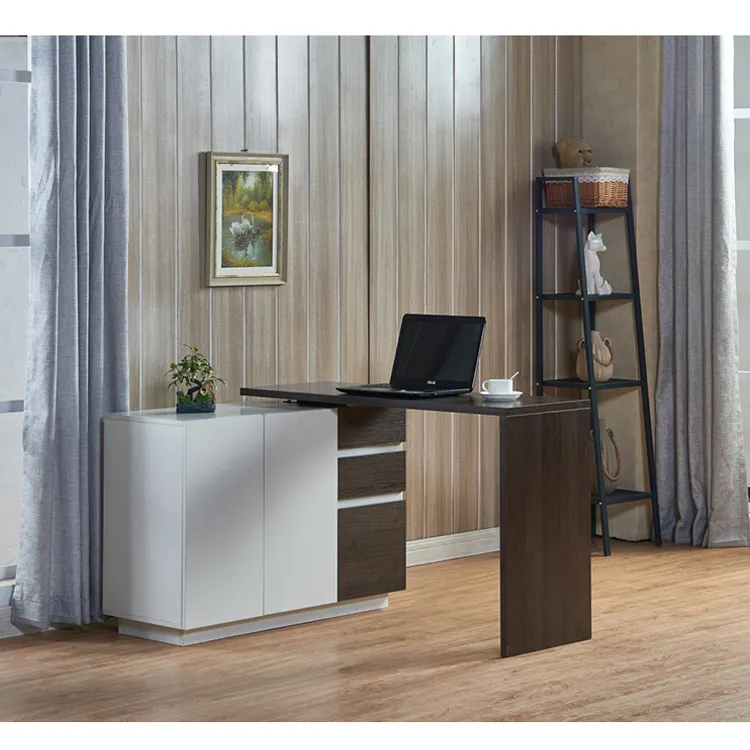 Lange Studie schwarz Schrift Ecke modernes Büro kleinen Heimcomputer Schreibtisch Tisch mit Schubladen falten nordischen Antik