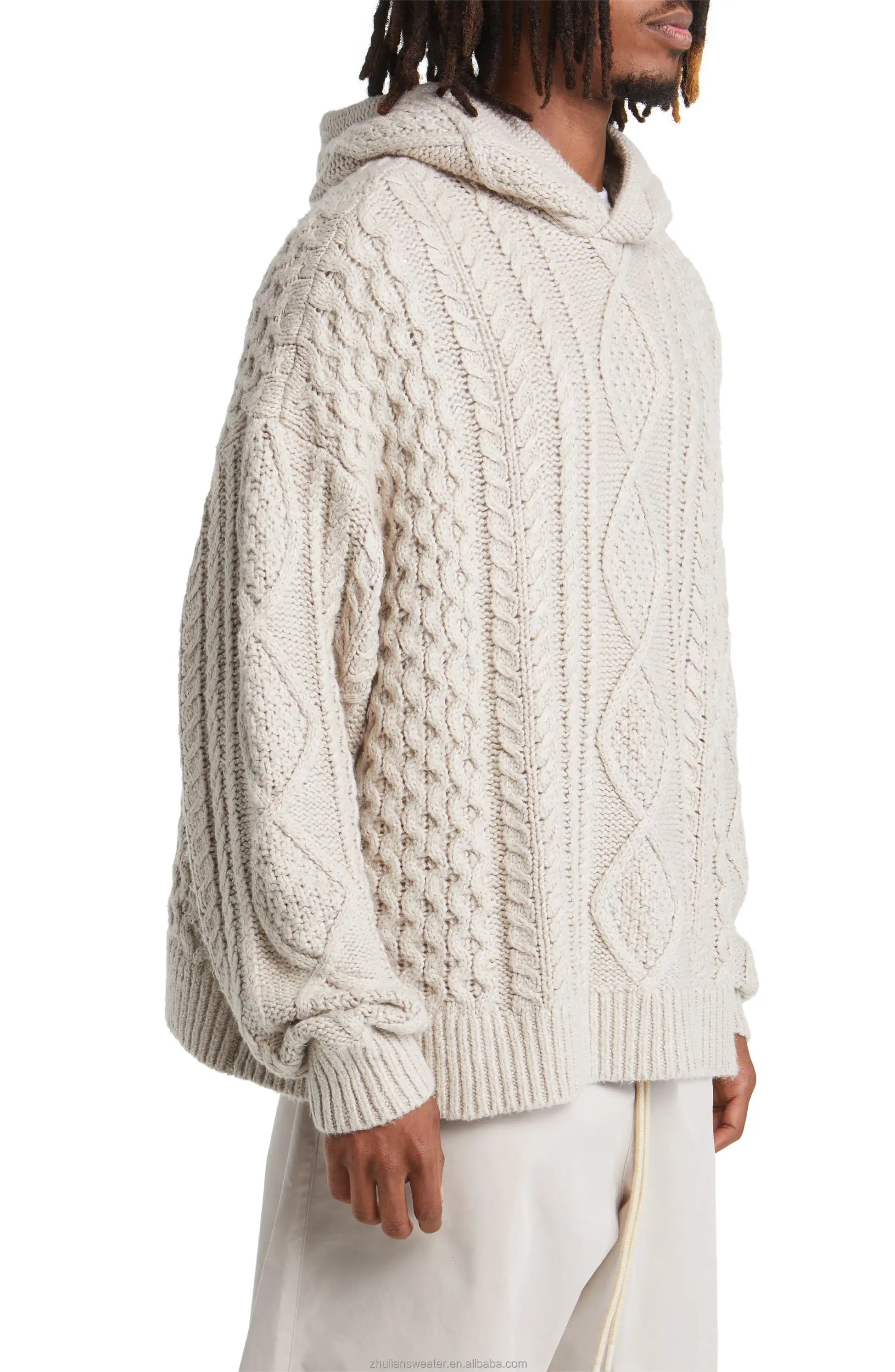 Pull en tricot à manches longues personnalisé pour l'hiver avec fleurs échouées Sweat à capuche en coton pour hommes Pull à col rond standard 100% coton
