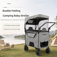 Poussette de camping pliable, anti-moustiques, pare-soleil, pour jumeaux, avec roues pivotantes en fer, personnalisation OEM