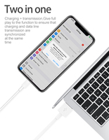 Câble de données USB 2.0 de haute qualité à charge rapide 2A avec gaine TPE pour téléphone portable (iPhone 14/13/11/XR/XS/8/7/6/6s/7e génération)
