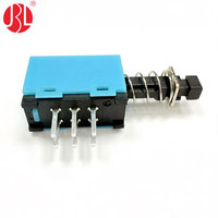Interrupteur à bouton-poussoir PS-909L-22 2P2T DPDT, 6 broches, angle droit, traversant, à verrouillage momentané, pas de 2,5 mm, DC 50V 0,3A