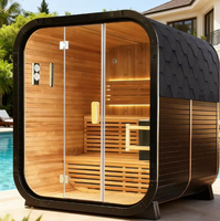 Sauna Eléctrica de Madera Maciza de Cedro Rojo de Lujo para Exteriores con Exterior Negro para 2-4 Personas