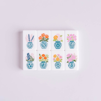 Jeu de tuiles de mahjong américain pour vacances d'été à la plage, en acrylique blanc, motif floral phare avec joker, idéal pour cadeau de fête ou de vacances