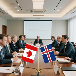 Drapeaux de table de haute qualité du Canada et de l'<span class=keywords><strong>Islande</strong></span> pour les négociations commerciales - Product Image 4