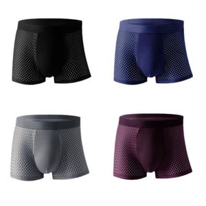 Calzoncillos bóxer de malla sin costuras de seda helada para hombre, cómodos, transpirables, con logo tejido en la cintura, de tiro medio, nueva ropa interior sexy. - Product Image 1