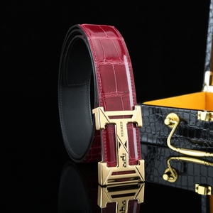 Cinturón de Hombre de Lujo con Textura de Cocodrilo, Correa de Cuero Genuino para Hombre, Cinturón Casual de Negocios de Alta Gama - Product Image 1