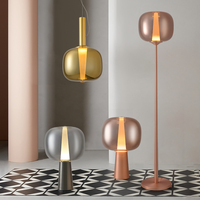 Lampe sur pied de style nordique moderne européen pour chambre d'hôtes, éclairage d'intérieur rond, meubles, lumières en verre rose doré, LED en aluminium, 3 ans