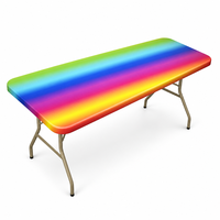 Passgenaue Regenbogen-Farbverlauf PEVA-Tischdecke 6ft Wasserdichte Einweg-Rechteckige Kunststoff-Tischabdeckung für Babyparty-Events