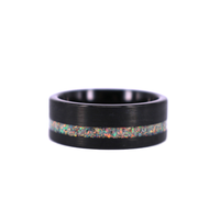 Bague de mariage élégante en tungstène noir avec incrustation d'opale blanche pour hommes