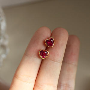 Icon <b>Molis</b> Heart Cut Zircon Stud Earrings Gold Plated For Women Romantic Gift Jewelry - Product Image 3