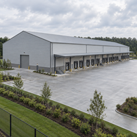 Entrepôt préfabriqué en structure métallique, bâtiment d'atelier métallique résistant aux intempéries, installation de distribution logistique industrielle
