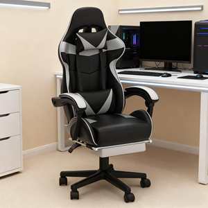 Chaise de jeu bleue pour adultes Design de siège <span class=keywords><strong>baquet</strong></span> ergonomique avec repose-pieds et appui-tête Chaise pivotante à 360 ° pour de longues sessions de jeu - Product Image 2