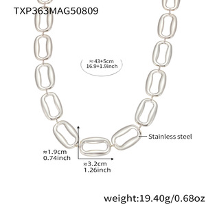 LT-TXE363 High-Polished Stainless Steel Rectangular Necklace Bracelet <strong>Jewelry</strong> Set Exclusively Cross-Border <strong>Supply</strong> Europe <strong>America</strong> - Product Image 5