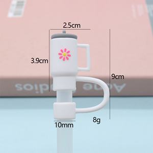 En gros, capuchons de paille en silicone personnalisés de 10 mm en forme de fleur, protège-pailles anti-poussière pour gobelets à eau et accessoires pour boissons glacées - Product Image 6