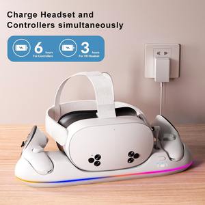 Support de charge rapide pour <span class=keywords><strong>Oculus</strong></span> <span class=keywords><strong>Meta</strong></span> <span class=keywords><strong>Quest</strong></span> <span class=keywords><strong>2</strong></span> 3 3S VR Headset Charger Station Dock avec support stable - Product Image 4
