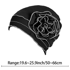 Nuevo sombrero de turbante de mujer de Color sólido, sombreros de base versátiles de flores grandes, gorras de <span class=keywords><strong>quimioterapia</strong></span> - Product Image 5