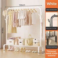 Séchoir à linge sur pied en fer pour balcon extérieur avec double barre fixe pour rangement de chambre et porte-chapeaux Modèle ZC
