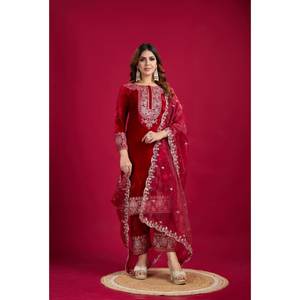 Salwar Kameez pour femmes de haute qualité, de marque, élégant, modeste, en velours de viscose pur, costume OEM ODM FATEMA indien/pakistanais - Product Image 4