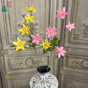Five-headed Ice Beauty Clematis Silk <b>Flowers</b> Round Wedding <b>Wall</b> Decorations For Banquet Hall <b>Flower</b> <b>Wall</b> - Product Image 2