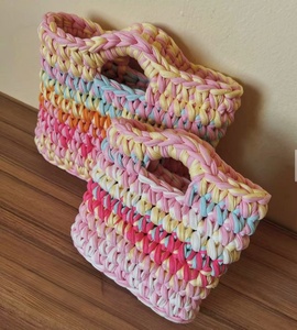Bolso de Mano de Lujo Personalizado de Alta Calidad, Bolso de Playa de Ganchillo para Mujer, Bolso con Patrón de Ganchillo, Bolsos de Hilo de Camiseta - Product Image 1