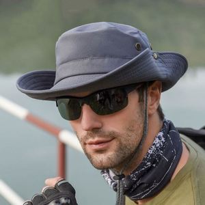 Wholesale Unisex Boonie Bucket <b>Hats</b> With String Wide Brim Hiking Fishing Uv Protection Safari Sun <b>Hat</b> Promotion Gift - Product Image 4