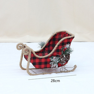 ของตกแต่งคริสต์มาสใหม่ DAMAI ผ้าลายสก็อตสีแดงดำ โคนต้นสน เข็มสน เชือกปอ โฟม รถสโนว์โมบิล กวางเรนเดียร์ - Product Image 6