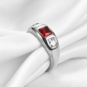 <b>Diamond</b> <b>Ring</b> 8MM Princess Cut Stainless Steel 18K Gold Plated Women's Jewelry Everyday Wear Geometric Design - Product Image 4