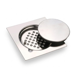 Sifone a pavimento in acciaio inox per bagno, doccia e cucina, quadrato, facile da pulire, 15x15cm/20x20cm - Product Image 1