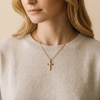 Collier croix en acier inoxydable 316L, pendentif cœur bicolore or 18 carats et argent avec zircon cubique taillé en cœur, chaîne blé, étanche, vendu à l'unité