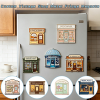 Aimants de réfrigérateur vintage en métal pour devanture de magasin, autocollants émaillés personnalisés pour réfrigérateur, monuments touristiques, Rue Principale, service de vente fiable