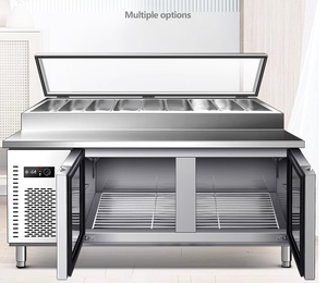 Table de préparation réfrigérée pour pizzas et sandwichs, comptoir commercial en acier inoxydable à refroidissement par air, vente directe usine - Product Image 5