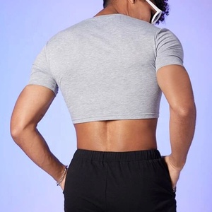 Ins Trend Cropped Tee New Summer Solid traspirante uomo <span class=keywords><strong>Crop</strong></span> <span class=keywords><strong>Top</strong></span> Tee Logo personalizzato allenamento Gym Wear <span class=keywords><strong>Mens</strong></span> <span class=keywords><strong>Crop</strong></span> <span class=keywords><strong>Top</strong></span> - Product Image 2