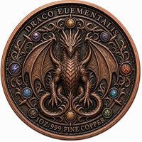 Pièce commémorative en cuivre fin .999 de 1 once, ronde, avec relief 3D, motif Dragon de Glace et Art Château de Glace coloré, pour exposition, souvenir ou cadeau