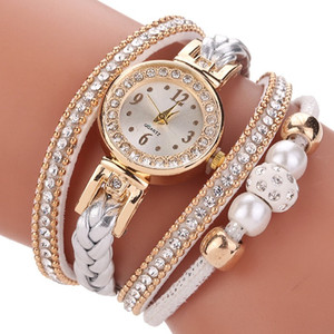 Duoya-Reloj de marca de lujo de leopardo para mujer, pulsera de cuarzo trenzada, envoltura de cuerda, Beige, cadena larga, femenino - Product Image 1