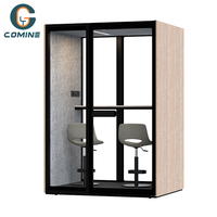 Cabine de bureau moderne mobile insonorisée à double poste, aspect bois, pour immeubles de bureaux, entrepôts et hôtels
