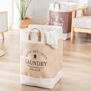 <b>Foldable</b> Clothes <b>Basket</b> Easily Storage <b>Laundry</b> Hamper <b>Laundry</b> <b>Basket</b> with PU Handle - Product Image 4