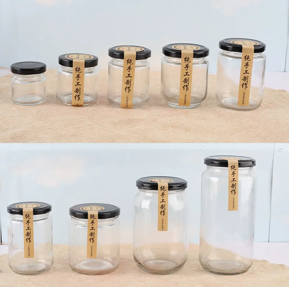 Emballage alimentaire de marque KDG 100ml 300ml 500ml Pots de confiture de miel en verre vides avec couvercles en métal à vis