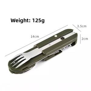 Ventes directes d'usine ensemble de trois pièces en acier inoxydable couteau pliable multifonctionnel <span class=keywords><strong>sabre</strong></span> cuillère <span class=keywords><strong>fourchette</strong></span> pour Camping en plein air fermeture éclair - Product Image 3