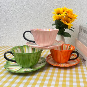 แก้วกาแฟเซรามิกทำมือ 260 มล. ลายเพ้นท์ ขายส่งจากโรงงาน เหมาะสำหรับเป็นของขวัญ อาหารเช้า น้ำชายามบ่าย - Product Image 2