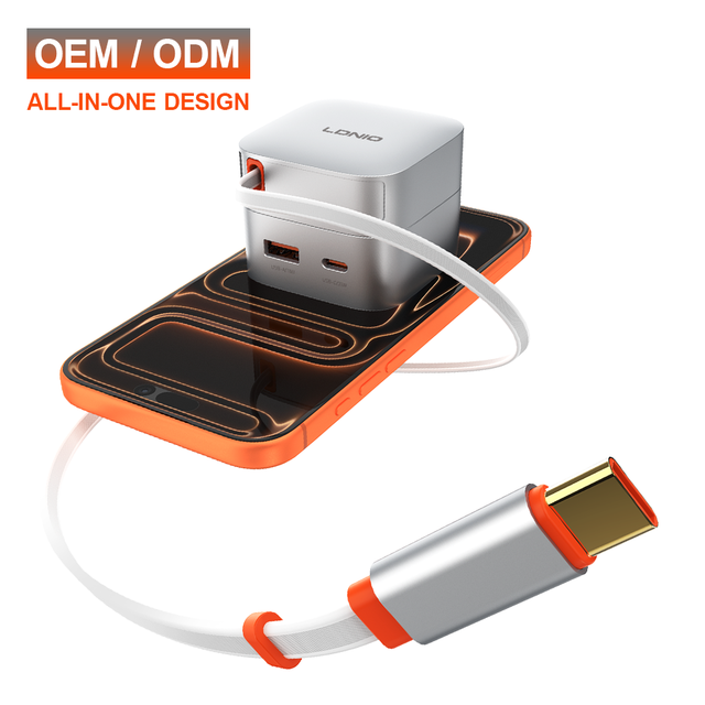 LDNIO Q9 Phone Charger With Retractable Cables PD Charge Mobile Phone Charger 3 in 1 Fast Charging 33w Charger