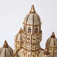 Kerajinan Kayu Model Kastil Rumah Hiasan Pemotongan Laser DIY Puzzle Kayu Rakitan Kartun 3D untuk Dewasa