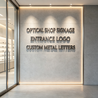Enseigne Moderne pour Magasin d'Optique – Lettres 3D en Métal Gris – Logo Commercial Personnalisé pour Panneau d'Entrée – Non-éclairé – Vente Directe Usine