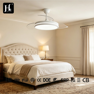 Ventilateur de plafond LED blanc moderne à 3 pales, moteur DC, télécommande, intensité variable, 3000K/4000K/6000K, en plastique, disposition Agi32, montage sur tige, pour salon - Product Image 4