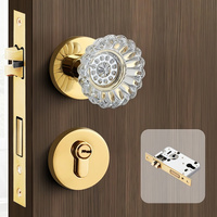 Kunci Pintu Magnetik Kristal Mewah Gaya Prancis dengan Gagang Tuas Logam untuk Kamar Tidur, Kamar Mandi, Pintu Interior Hotel (Modern)