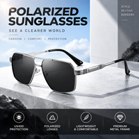 Lunettes de soleil polarisées pour hommes, lunettes de vision nocturne, adaptées aux hommes et aux femmes, monture carrée rétro en alliage, verres solaires pour hommes UV400