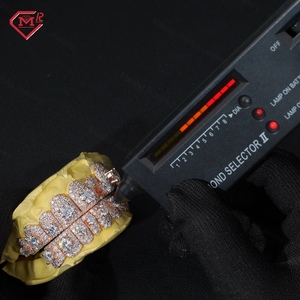 <span class=keywords><strong>Grillz</strong></span> Personalizzati con Moissanite, Denti con Grandi Pietre, Argento Sterling 925, VVS Iced Out, Stile Hip-Hop con Diamanti Moissanite - Product Image 3