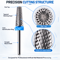 Embout de perceuse à ongles en carbure de tungstène conique à tête plate, personnalisé OEM, avec options de coupe codées par couleur pour les professionnels de l'industrie des ongles